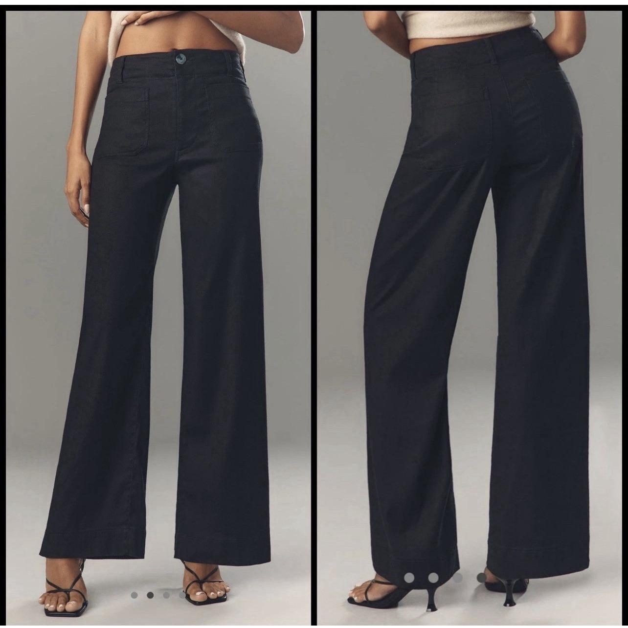 Anthropologie Maeve The Colette Stretch Full-Length Wide-Leg Black Pants Sz 6
